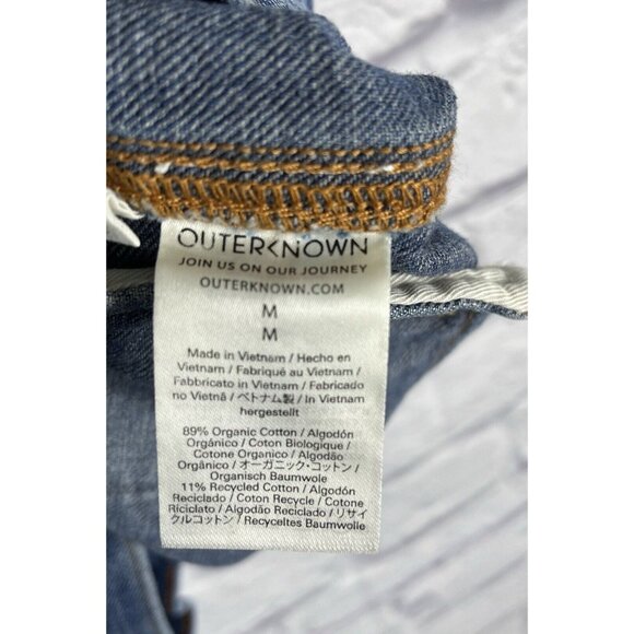 OUTERKNOWN Men's Sleeveless Denim Button Front Bicycle Embroidered Vest Medium - Picture 5 of 7
